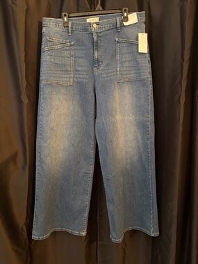 Jessica Simpson Wide Leg Flare Jeans - Medium Blue Wash